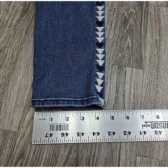 Dear John Women Size 27 Joyrich Comfort Skinny Distressed Embroidered Blue Jeans - Picture 12 of 12
